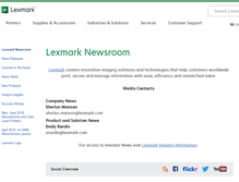Tablet Screenshot of newsroom.lexmark.com